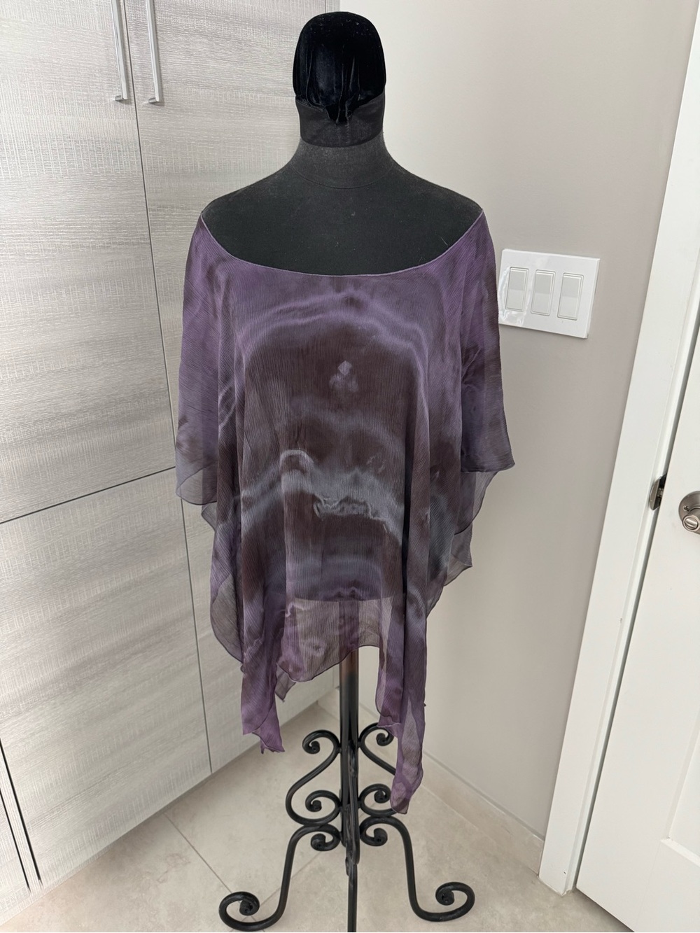 Sheer Purple Tie-Dye Poncho Top - Unbranded